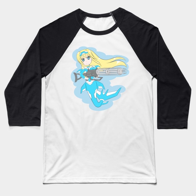 Speargun Mermaid (Blonde) Baseball T-Shirt by TeriyakiPigeon